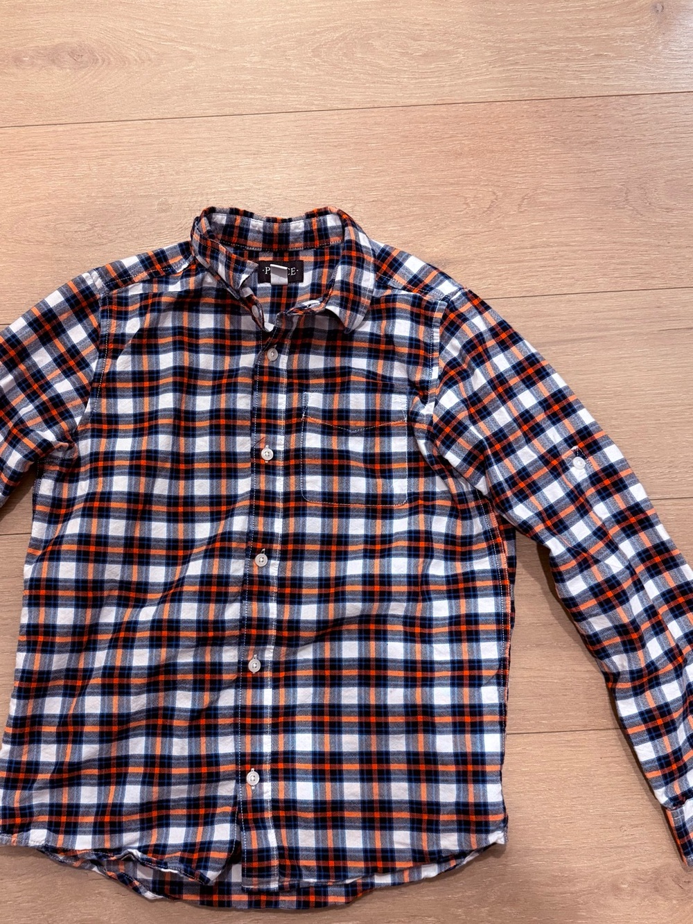 Plaid Button-Down Shirt - Orange & Navy
